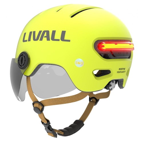 Livall L23 L żółty szybka czujnik upadku SOS i LED kask na rower hulajnogę