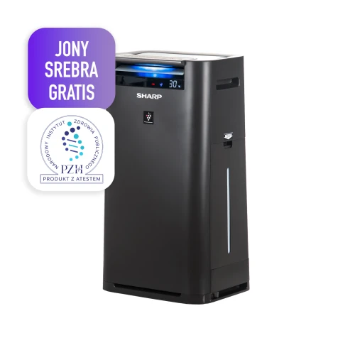 Sharp KC-G50EUH oczyszczacz powietrza z przodu jony srebra.webp
